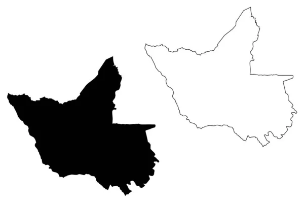 Matabeleland északi tartomány (Zimbabwei Köztársaság, Zimbabwe tartományai) Térkép vektor illusztráció, firkál vázlat Matabeleland Észak Térkép — Stock Vector