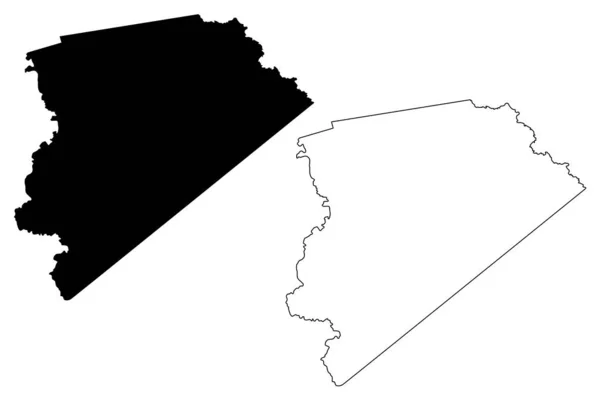 Houston County, Teksas (Teksas'taki eyaletler, Amerika Birleşik Devletleri, Abd, ABD, Abd) harita vektör illüstrasyonu, karalama krokihouston haritası — Stok Vektör