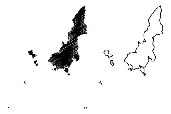 Provincia de Sihanoukville (Reino de Camboya, Kampuchea, provincias de Camboya) mapa vector ilustración, boceto de garabato Preah Sihanouk ma — Vector de stock