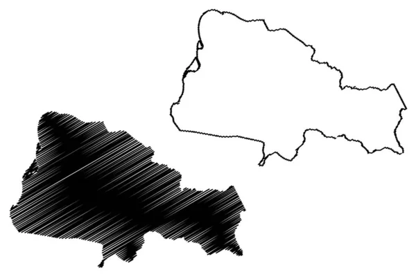 トブンクム県(カンボジア王国、カンボジア、カンボジアのカンプチェア州)地図ベクトルイラスト、落書きスケッチTbong Khmumマップ — ストックベクタ