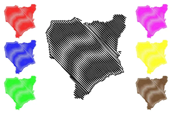 Província de Niassa (Províncias de Moçambique, República de Moçambique) mapa ilustração vetorial, rabisco esboço Niassa ma —  Vetores de Stock
