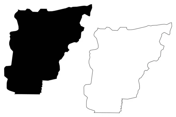 ボルグー省(ベナン共和国、ベナン共和国、ダホメイ州)地図ベクトルイラスト、落書きスケッチボルグーマップ — ストックベクタ