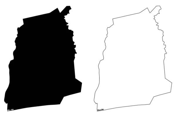 Departamento Atlántico (Departamentos de Benín, República de Benín, Dahomey) mapa vector ilustración, boceto de garabato Mapa Atlántico — Vector de stock
