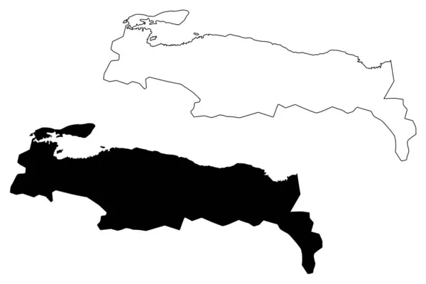 Nippes департамент (Республіка Гаїті, Хейті, Гаїті, департаменти Гаїті) карта Векторна ілюстрація, Писанина ескіз Nippes Ma — стоковий вектор