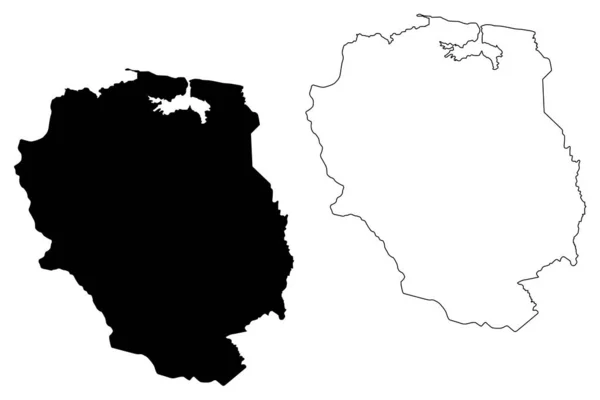 Departamento Nord-Est (República de Haití, Hayti, Hispaniola, Departamentos de Haití) mapa vector ilustración, boceto garabato Nord-Est ma — Vector de stock
