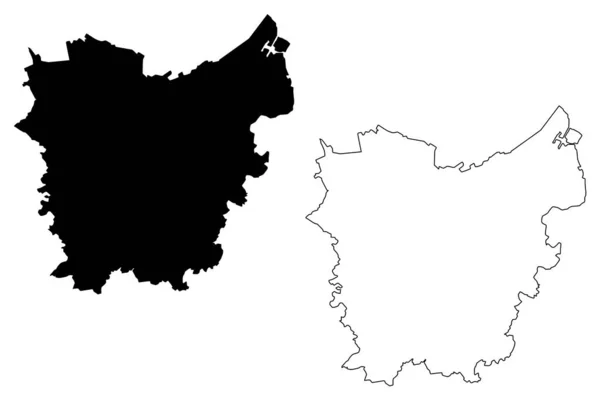 Prowincja Flandria Wschodnia (Królestwo Belgii, prowincje Belgii, region flamandzki) mapa wektorowa, szkic Bazgroły Mapa Wschodnia Flanders — Wektor stockowy