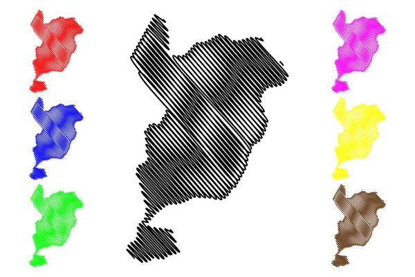 Département de San Marcos (République du Guatemala, Départements du Guatemala) illustration vectorielle de carte, croquis de gribouillis San Marcos ma — Image vectorielle