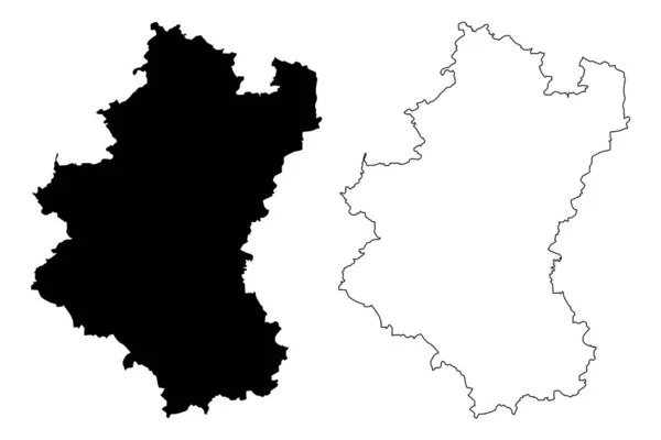 Векторная иллюстрация к карте Люксембурга (Королевство Бельгия, провинция Бельгия, регион Валлона), каракули схема Бельгийского Люксембурга — стоковый вектор
