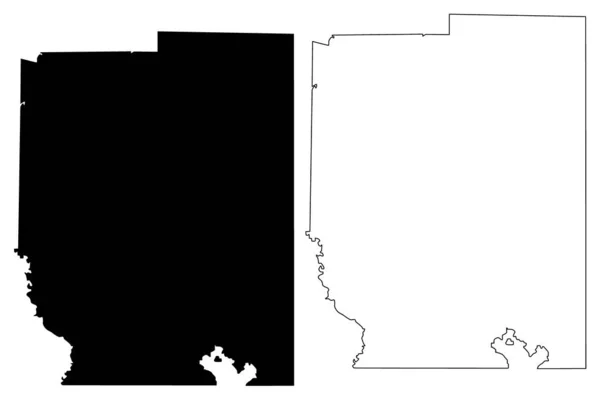 Карта округа Кауфман, штат Техас (округа в Техасе, США, США, США), векторная иллюстрация, каракули эскиз карты Кауфмана — стоковый вектор