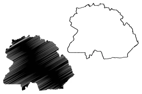 Copperbelt Province (Provincias de Zambia, República de Zambia) mapa vector ilustración, garabato boceto Copperbelt ma — Vector de stock