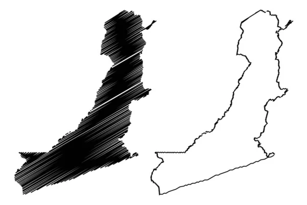 Východní provincie (provincie Zambia, Zambie) mapa vektorového obrázku, klikaté náčrt východní mA — Stockový vektor