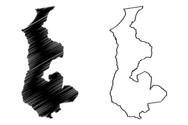 Luapula Province (provincies van Zambia, Republiek Zambia) kaart vector illustratie, Krabbel sketch Luapula ma — Stockvector