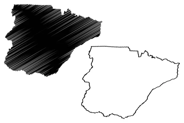 Província do Sul (Províncias da Zâmbia, República da Zâmbia) mapa ilustração vetorial, esboço de rabiscos — Vetor de Stock