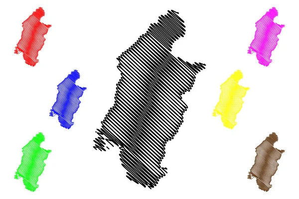 Región suroeste (Regiones de Camerún, República de Camerún) mapa vector ilustración, garabato boceto Región suroeste ma — Archivo Imágenes Vectoriales