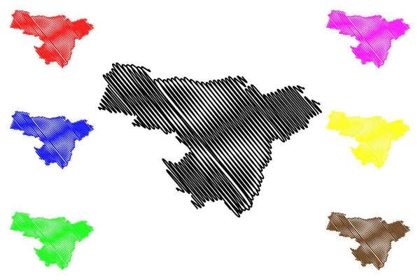 Province de Pichincha (République d'Equateur, Provinces d'Equateur) illustration vectorielle de carte, croquis de gribouillis Pichincha ma — Image vectorielle