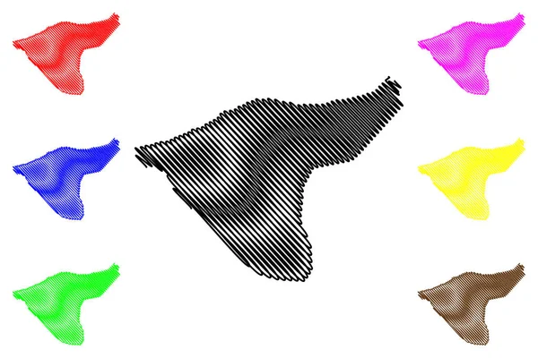 Gubernia Al-Hasakah (Gubernatorstwo Syrii, Syryjska Republika Arabska) mapa wektorowa, szkic Bazgroły Hasakah ma — Wektor stockowy