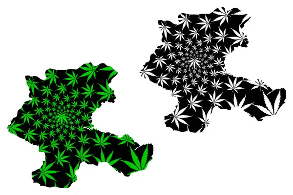 Malatya (províncias da República da Turquia) mapa é projetado folha de cannabis verde e preto, Malatya ili mapa feito de maconha (maconha, THC) folhagem — Vetor de Stock