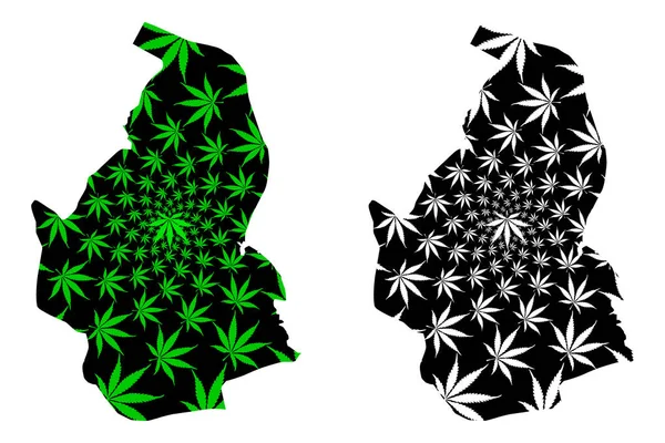 Nevsehir (Provinces of the Republic of Turkey) map is designed cannabis leaf green and black, Nevsehir ili map made of marijuana (marihuana,THC) foliage — Stock Vector