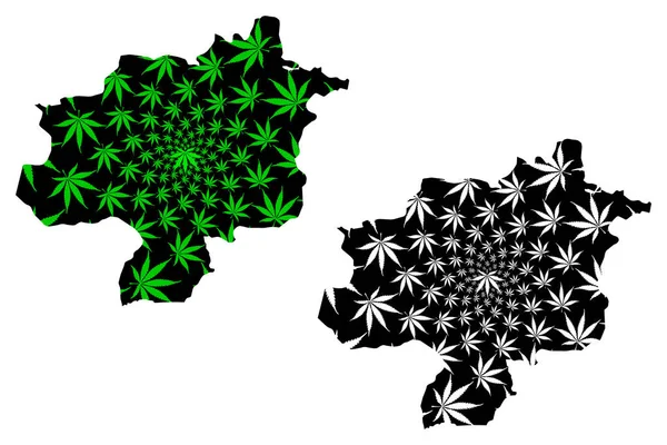 Sivas (Provincias de la República de Turquía) mapa está diseñado hoja de cannabis verde y negro, Sivas ili mapa hecho de marihuana (marihuana, THC) follaje — Vector de stock