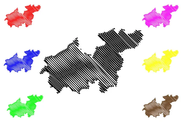 Región de Sikasso (Regiones de Malí, República de Malí) mapa vector ilustración, garabato boceto Sikasso ma — Archivo Imágenes Vectoriales