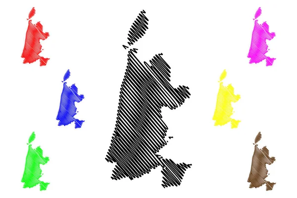 Holanda Septentrional provincia (Reino de los Países Bajos, Holanda) mapa vector ilustración, boceto garabato Holanda Septentrional mapa — Vector de stock