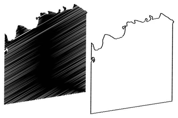 패닌 카운티, 텍사스 (텍사스, 미국, 미국, 미국) 지도 벡터 일러스트레이션, 낙서 스케치 Fannin지도 — 스톡 벡터