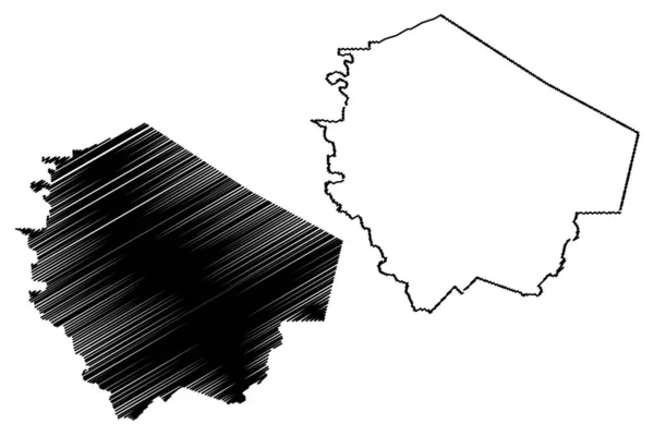 Fort Bend County, Texas (Ilçe Texas, Amerika Birleşik Devletleri, ABD, ABD) harita vektör illüstrasyon, karalama kroki Fort Bend Haritası — Stok Vektör