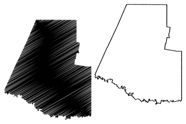 Hidalgo County, Texas (county's in Texas, Verenigde Staten van Amerika, VS, v.s., VS) kaart vector illustratie, Krabbel sketch Hidalgo kaart — Stockvector