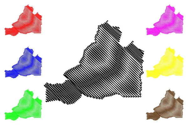 バンテイ・メネチェイ県(カンボジア王国、カンプチェア、カンボジア州)地図ベクトルイラスト、落書きスケッチバンテイ・メネチェイマ — ストックベクタ