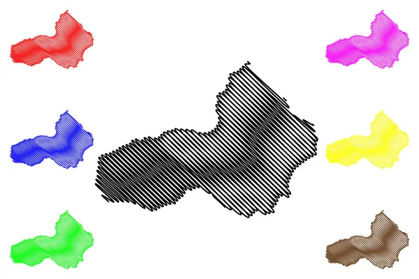 Province de Pursat (Royaume du Cambodge, Kampuchea, Provinces du Cambodge) illustration vectorielle de la carte, croquis à griffes Carte de Pursat — Image vectorielle