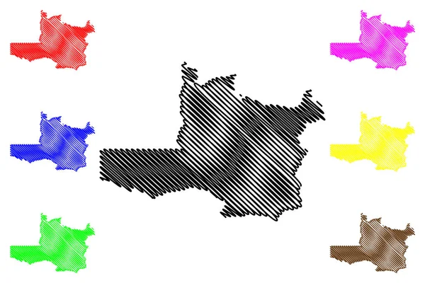 Prowincja Północno-Zachodnia (prowincje Zambii, Republika Zambii) mapa wektorowa mapy, szkic Bazgroły północny zachodni ma — Wektor stockowy