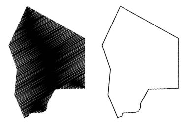 Ennedi-Ouest bölgesi (Çad, Çad Cumhuriyeti bölgeleri) harita vektör illüstrasyon, karalama çizimi Ennedi Ouest Haritası