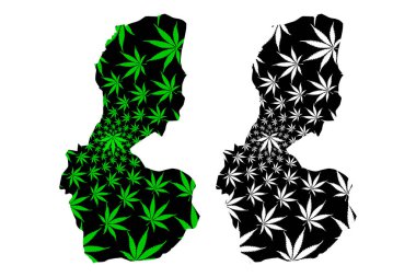 Batman (Türkiye Cumhuriyeti Iller) haritası esrar yaprak yeşil ve siyah tasarlanmıştır, Batman İli esrar (marihuana, THC) yaprakları yapılmış harita