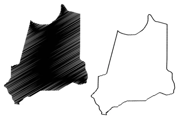 Карта региона Бата (Регионы Чада, Республика Чад), векторная иллюстрация, каракули — стоковый вектор