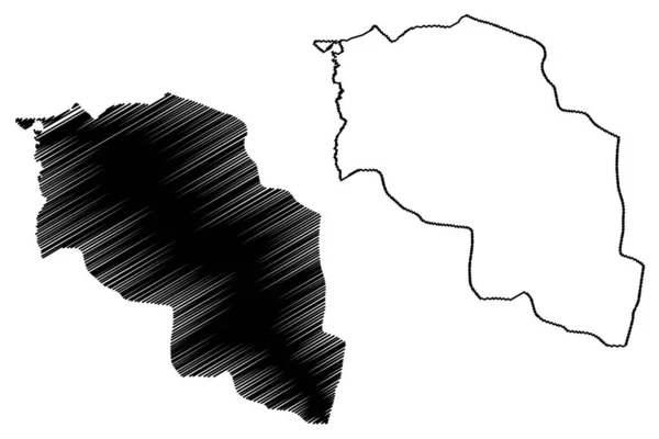 Region Chari-Baguirmi (regiony Czad, Republika Czadu) ilustracja wektorowa mapa, szkic Bazgroły Chari Baguirmi Mapa — Wektor stockowy