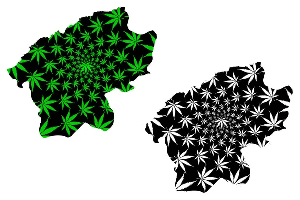 Bartin (Provincias de la República de Turquía) mapa está diseñado hoja de cannabis verde y negro, Bartin ili mapa hecho de marihuana (marihuana, THC) follaje — Vector de stock