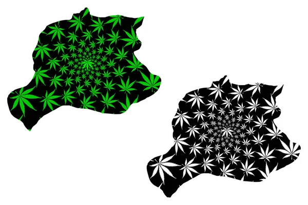 Bayburt (Provincias de la República de Turquía) mapa está diseñado hoja de cannabis verde y negro, Bayburt ili mapa hecho de marihuana (marihuana, THC) follaje — Vector de stock