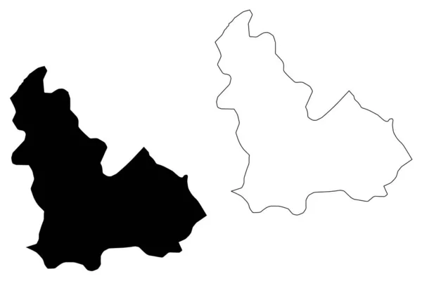 贝贾省(突尼斯共和国)地图矢量图,涂鸦素描贝贾地图 — 图库矢量图片