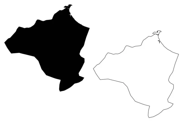 Векторная иллюстрация к карте провинции Бен-Арус (провинция Тунис, Республика Тунис), каракульный скетч Бен-Арус — стоковый вектор