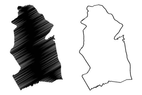 马杜尔地区(乍得共和国乍得地区)地图矢量插图,涂鸦素描马杜尔地图 — 图库矢量图片