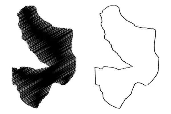 Mayo-Kebbi est Region (regiões do Chade, República do Chade) mapa ilustração vetorial, esboço rabisco Mayo-Kebbi est mapa —  Vetores de Stock