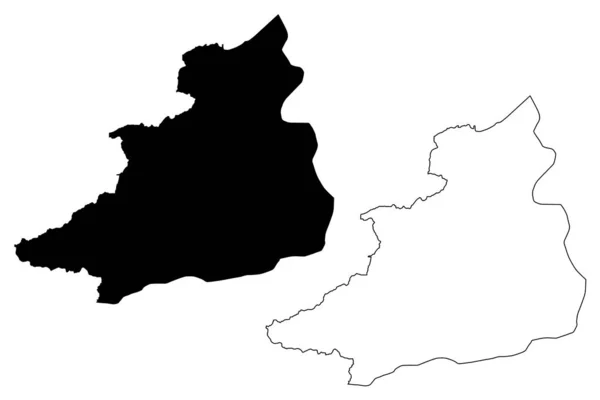 Gouvernorat de Jendouba (Gouvernorats de Tunisie, République de Tunisie) illustration vectorielle de la carte, croquis croquis croquis Jendouba carte — Image vectorielle