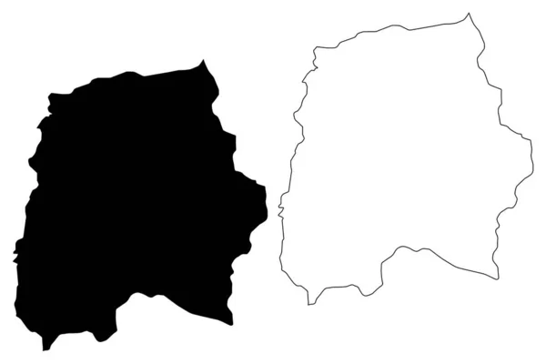 Kef Governorate (Governorates of Tunisia, Republic of Tunisia) mapa vector illustration, scribble sketch Kef map — Vector de stock