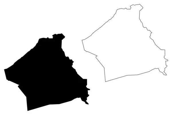 케빌리 주 (튀니지, 튀니지 공화국 의 주) 지도 벡터 일러스트레이션, 낙서 스케치 케빌리지도 — 스톡 벡터