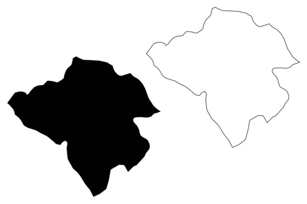 Manouba Governorate (Tunus Valiliği, Tunus Cumhuriyeti) harita vektör illüstrasyon, karalama çizimi La Manouba Haritası — Stok Vektör