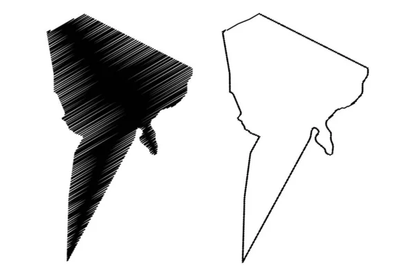 蒂贝斯蒂地区(乍得共和国乍得地区)地图矢量插图,涂鸦素描蒂贝斯蒂地图 — 图库矢量图片