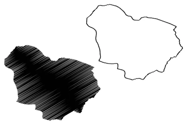 Ouaddai Region (Regions of Chad, Republic of Chad) mappa vettoriale illustrazione, abbozzo scarabocchio Ouaddai mappa — Vettoriale Stock