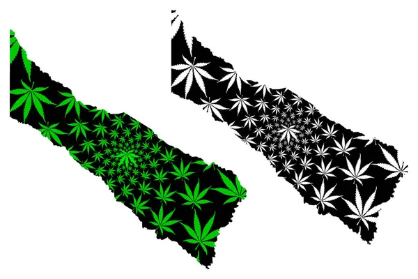 Formosa (Região da Argentina, República Argentina, Províncias da Argentina) mapa é projetado folha de cannabis verde e preto, Formosa Província mapa feito de maconha (maconha, THC) folhagem — Vetor de Stock