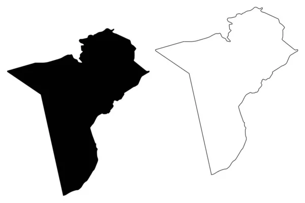 Tataouine Governorate (governates da Tunísia, República da Tunísia) mapa ilustração do vetor, esboço do Rabisco mapa de Tataouine — Vetor de Stock