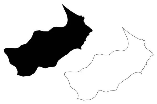 Gouvernorat de Tunis (Gouvernorats de Tunisie, République tunisienne) illustration vectorielle de la carte, croquis croquis croquis de Tunis carte — Image vectorielle